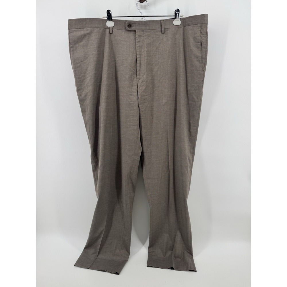 Peter Millar Tan Virgin Wool Dress Pants Flat Front Size 46R Made in Portugal